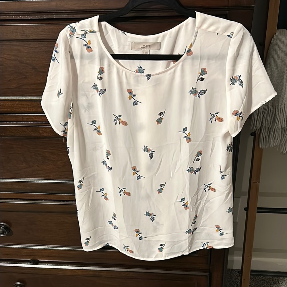 LOFT Women's Cream Floral Top